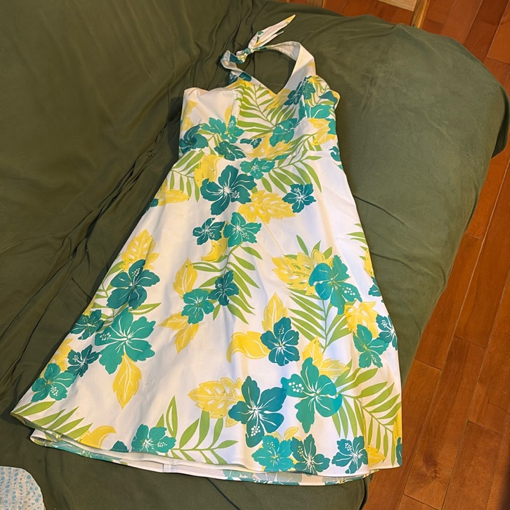Tropical floral halter dress Ann Taylor